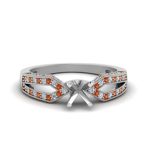 Semi Mount Orange Sapphire Ring