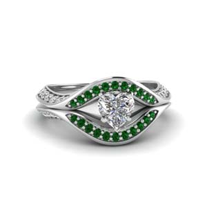 Crossover Halo Emerald Ring