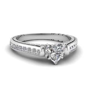Cathedral Channel Set Heart Diamond Ring