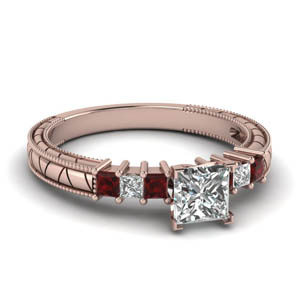 Princess Cut Milgrain Engagement Ring