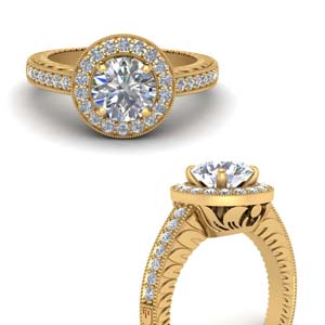 Vintage Halo Moissanite Engagement Ring