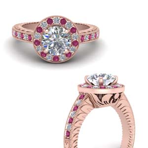 Round Cut Pink Sapphire Vintage Rings