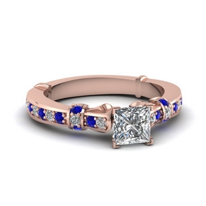 Princess Cut Diamond & Sapphire Rings