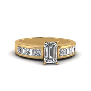Affordable Emerald Cut Side Stone Rings