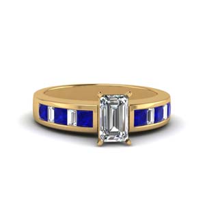 Emerald Cut Diamond & Sapphire Rings
