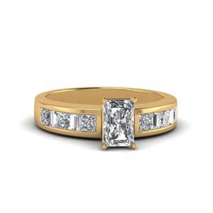 Thick Band Diamond With Baguette Ring