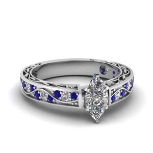 Marquise Shaped Side Stone Moissanite Rings