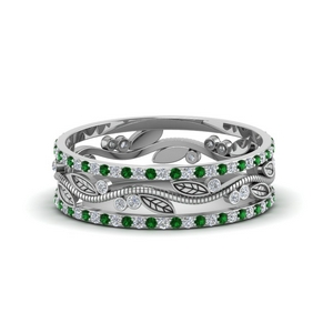 Thick Wedding Band With Emerald