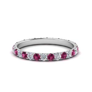Pink Sapphire Eternity Stackable Band