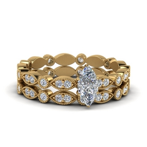 Gold Diamond Eternity Wedding Set
