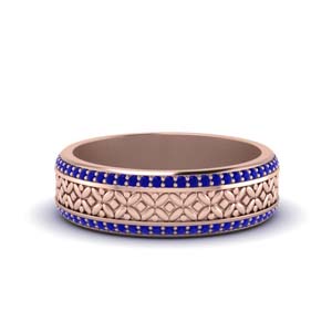 Wide Sapphire Floral Eternity Band