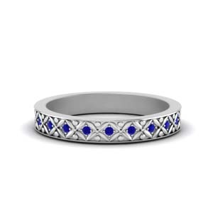 Floral Sapphire Eternity Band For Her
