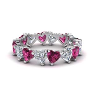 beautiful pink sapphire heart eternity band 4 carat in FDEWB8860GSADRPI NL WG