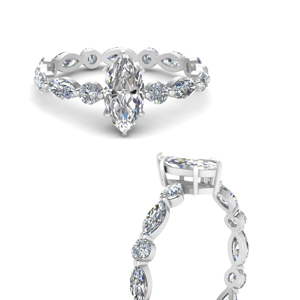 Marquise Shaped Side Stone Rings