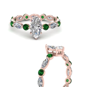 Marquise Diamond Rings With Emerald