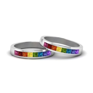 Channel Set Rainbow Ring For Lesbian