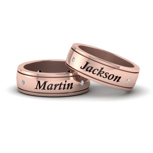 personalized gay wedding band with diamonds in FDLG8298B NL RG