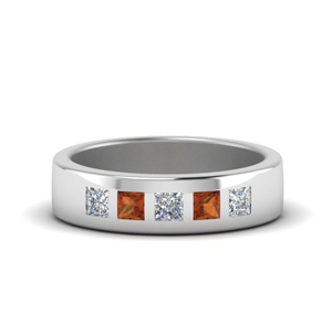 5-stone-flush-set-diamond-wedding-band-for-men-with-orange-sapphire-in-FDM120146PRGSAOR-NL-WG