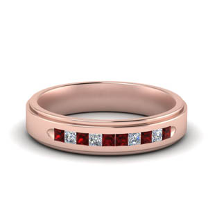 Classic Channel Mens Ruby Ring