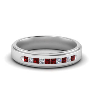 Classic Channel Ruby Mens Ring