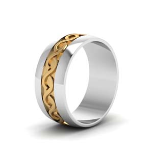 Hand Engraved Infinity Mens Wedding Band In 18K White Gold ...