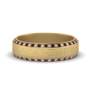 Brushed Channel Ruby Diamond Mens Band
