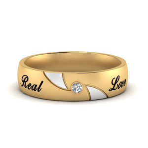 Solitaire 2 Tone Engraved Wedding Ring