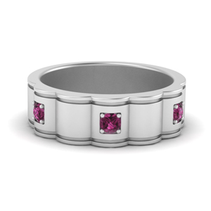 Pink Sapphire Engagement Mens Ring
