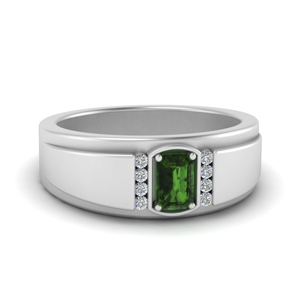 Emerald Cut Solitaire Mens Ring