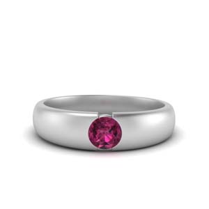 Tapered Pink Sapphire Mens Ring