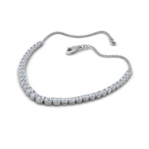 Single Line Anniversary Diamond Necklace Gifts For Women In 14K White Gold