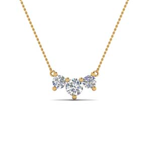 3 stone diamond pendant yellow gold