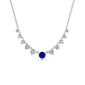 Graduated Diamond Necklace With Sapphire