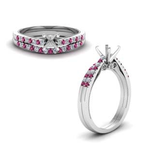 Pink Sapphire Ring Set Semi Mount