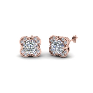 Floral Stud Diamond Earring For Women