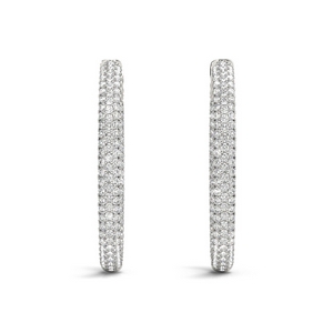 Oval Inside Out Diamond Hoop Earring In 14K White Gold | Fascinating ...