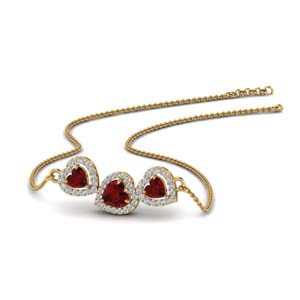 ruby heart halo necklace in FDPD8881GRUDR NL YG