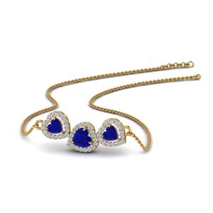 sapphire heart halo necklace in FDPD8881GSABL NL YG