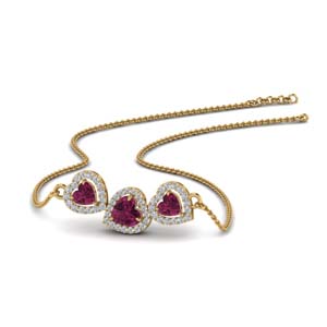 pink sapphire heart halo necklace  in yellow gold FDPD8881GSADRPI NL YG