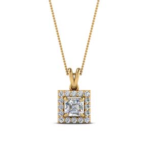 princess cut halo necklace