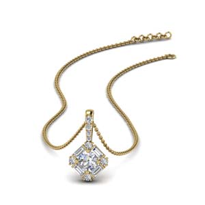 halo baguette diamond pendant-in-FDPD242-NL-YG
