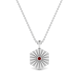 Ruby Solitaire Rays Necklace