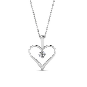 open heart diamond solitaire drop pendant in FDPD60961 NL WG