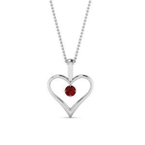 open heart ruby solitaire drop pendant in FDPD60961GRUDR NL WG