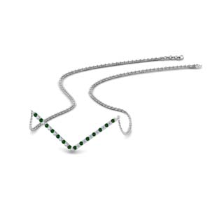 v shaped diamond necklace gift with emerald in FDPD8345GEMGR NL WG.jpg