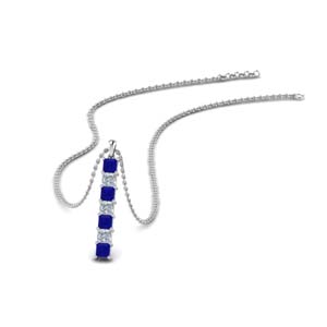 vertical bar diamond necklace with sapphire in FDPD8416GSABL NL WG