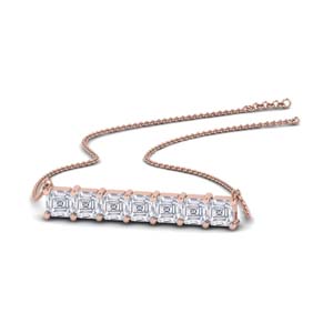 Asscher Diamond Bar Anniversary Necklace 