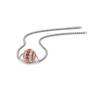0.50 ct. pave diamond sphere pendant with orange sapphire in FDPD8433GSAOR NL WG