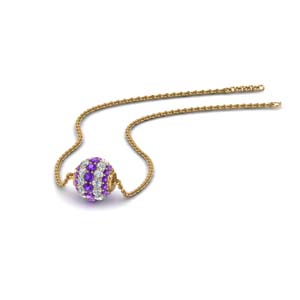 0.50 ct. pave diamond sphere pendant with violet topaz in FDPD8433GVITO NL YG