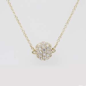 0.70 Carat Diamond Ball Pendant Necklace In 14K Yellow Gold